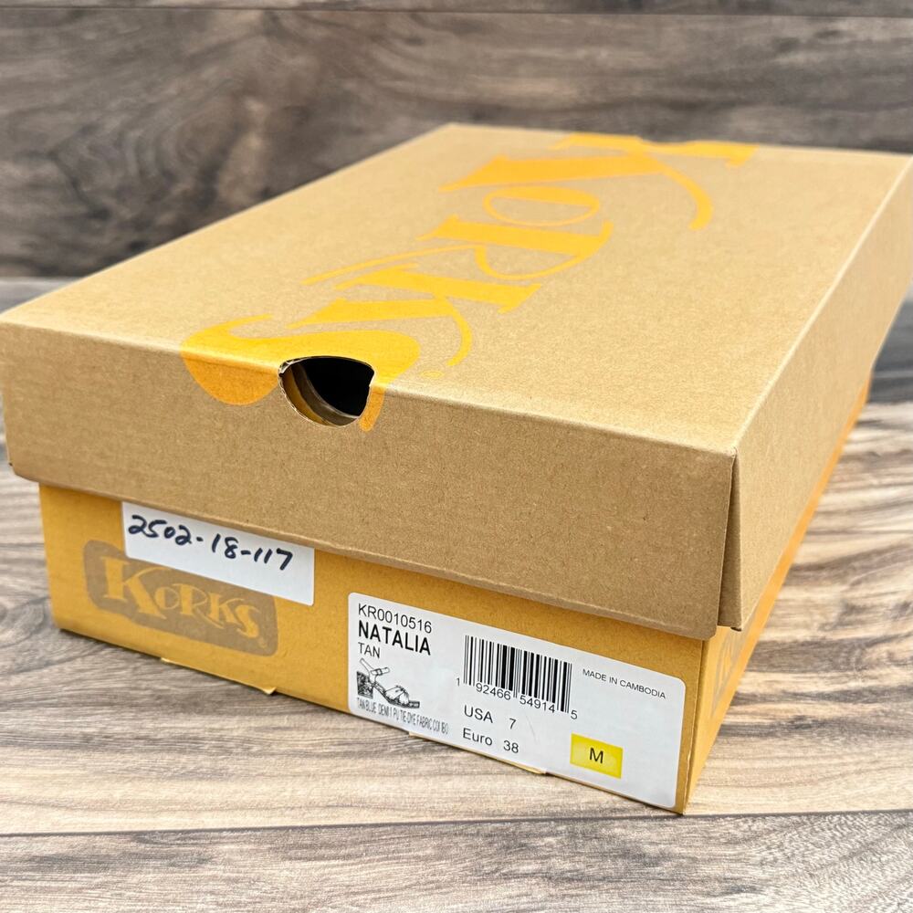 NIB Korks Kork Ease Natalia 7M Knot Clog Sandal Tan Blue Denim PU Tie Dye Combo - Picture 11 of 11
